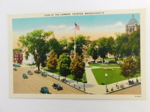 View Of The Common Taunton Massachusetts Linen Vintage Postcard