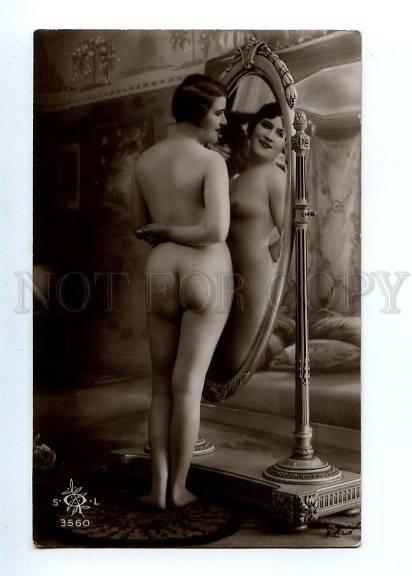 129046 NUDE Woman BELLE MIRROR Vintage PHOTO SOL #3560 PC