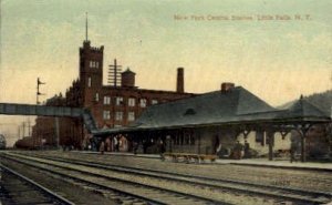 New York Central Station, Little Falls, NY, USA Railroad Train Depot 1916 lig...