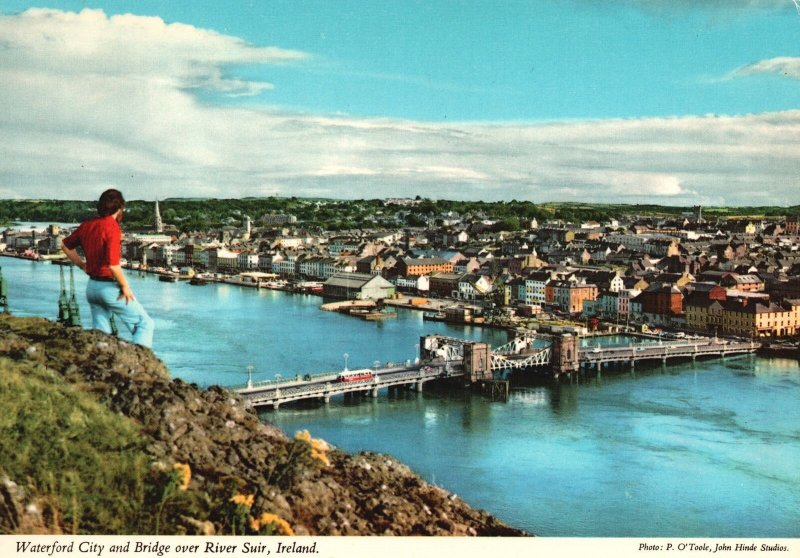 Vintage Postcard Waterford City & Bridge Over River Suir Norman City Oklahoma OK