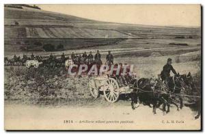 Old Postcard Army Artillery take up position