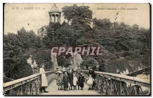 Old Postcard Paris Buttes Chaumont Suspension Bridge