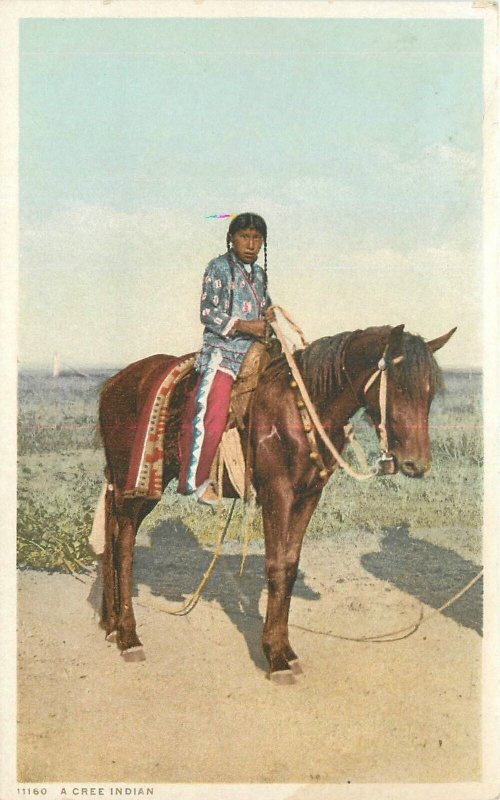 Postcard C1910 Native American Cree Indian horseback Detroit Publishing 23-12908