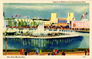 NY - New York World's Fair, 1939. Lagoon of Nations Fountains & International...