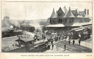 J53/ Durand Michigan Postcard c1910 Grand Trunk Railroad Depot Station 279