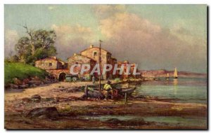 Old Postcard Fancy fishing port Boat Peit