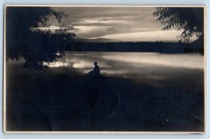 Dowagiac Michigan MI Postcard RPPC Photo Magician Lake 1925 Posted Vintage