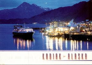 Alaska Kodiak At Night Showing Marine Ferry M/V Tustamena 1998