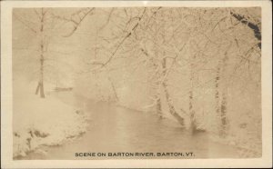 Barton Vermont VT Barton River in Winter Real Photo RPPC Vintage Postcard