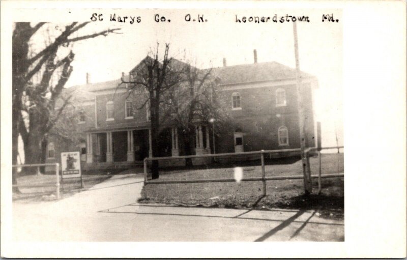 Real Photo Postcard St. Marys County Court House in Leonardstown, Maryland