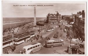 Lancashire; Blackpool, Talbot Square & Princess Parade RP PPC, Buses & Balloons 