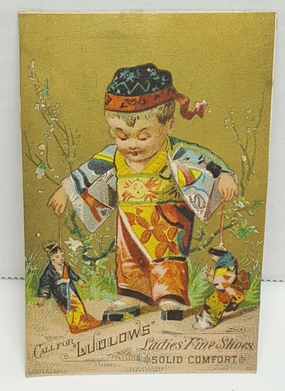 Ludlows Ladies Fine Shoes Boy Asian Costume Puppets Victorian Trade Card