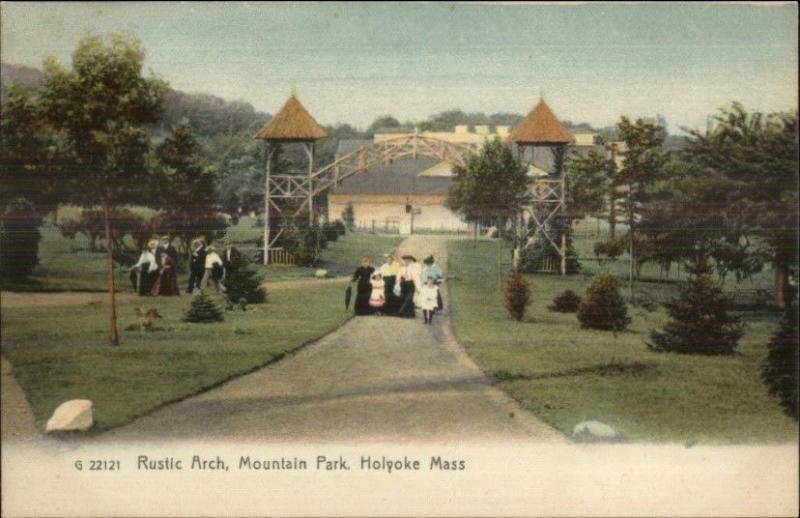 Holyoke MA Rustic Arch Mountain Park c1905 Postcard