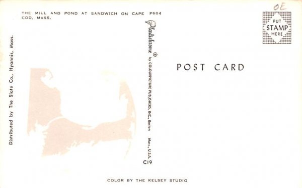 The Mill & Pond Sandwich, Massachusetts Postcard