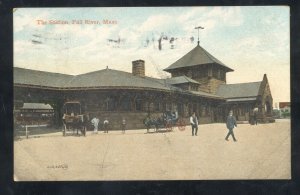 FALL RIVER MASSACHUSETTS RAILROAD DEPOT TRAIN STATION 1907 VINTAGE POSTCARD