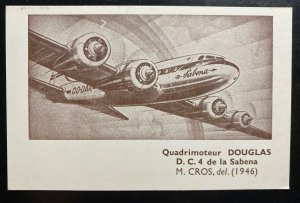 Mint France Picture Postcard Douglas DC 4 SABENA Four Motors