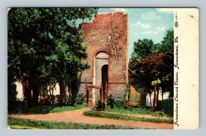 Jamestown VA, Historic Jamestown Church Tower, Vintage Virginia c1903 Postcard