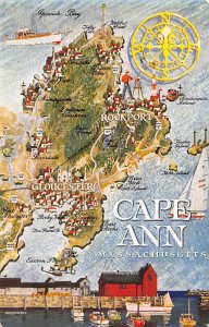 Cape Ann Massachusetts, USA Map 1956 