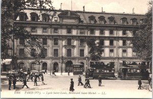 France Paris Lycee Saint Louis Boulevard Vintage Postcard 03.62