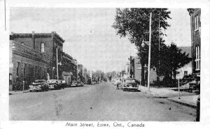 Main Street Cars Essex Ontario Canada 1956 postcard