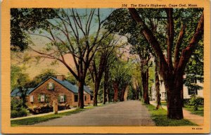 Vtg Cape Cod Massachusetts MA The King's Highway Residential 1940s Postcard