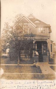 Oelwein Iowa~Boy in Front Yard~Girls Pic Not Ready~Lady on House Porch~1908 RPPC