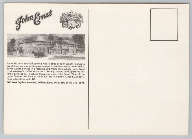 Milwaukee Wisconsin~John Ernst Restaurant~Continental Postcard