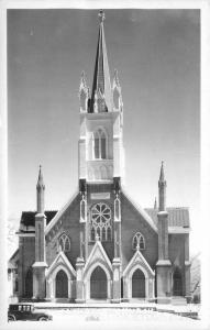 Autos Catholic Church Virginia City Nevada 1950s RPPC Photo Postcard 13479