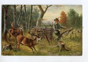 3132477 HUNT Hunter Mushrooms & Deer COMIC by MULLER vintage PC