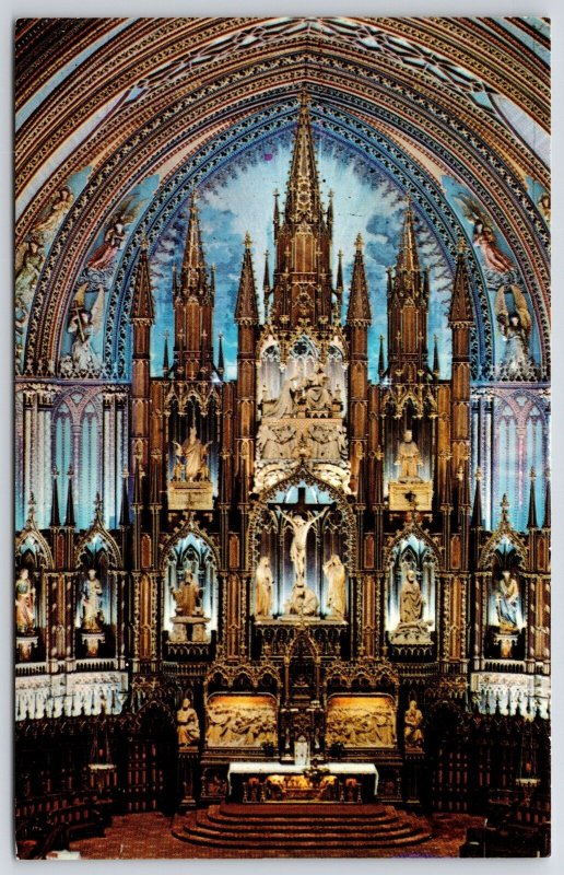 Postcard Main Altar Interior of Notre Dame Church Montreal Quebec Canada CAN