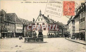 Old Postcard Obernai Place de la Republique Fontaine Sainte Odile