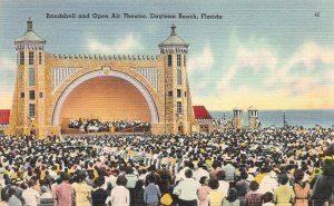 Bandshell and Open Air Theater, Daytona Beach, Florida, Early Postcard, Unused