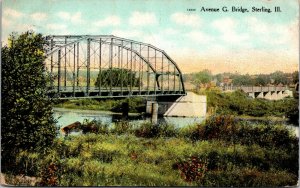 Vtg 1900's Avenue G Bridge Sterling Illinois IL Old Antique Postcard