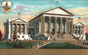 Vintage Postcard 1910's State Capitol Historic Site Building Richmond Virginia 