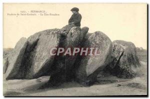 Old Postcard Penmarch Saint Guenole Rocks From The Child pulls plug