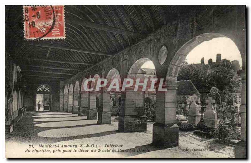 Montfort l & # 39amaury Old Postcard Inside the cemetery took to the decor of...