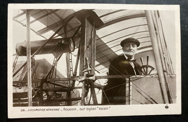 Mint France Real Picture Postcard Early Aviation Voisin Biplane Rougier 