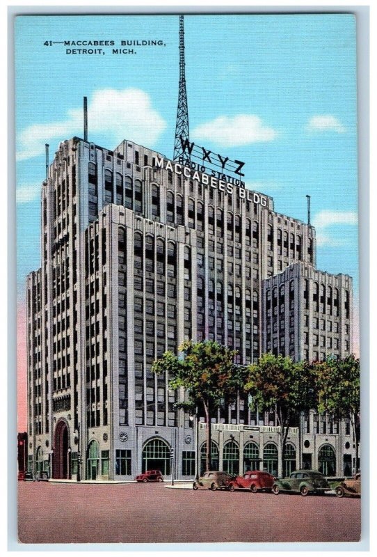 c1940 Exterior View Maccabees Building Detroit Michigan Vintage Antique Postcard 