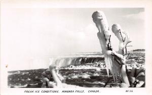 New York NY Real Photo RPPC NIAGARA FALLS Postcard FREAK ICE Canada c1950 4