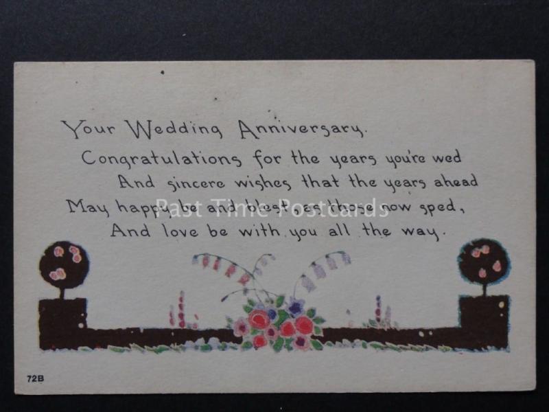 Your Wedding Anniversary CONGRATULATION FOR THE YEARS..... Old Postcard