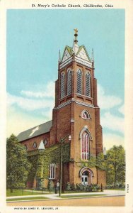 CHILLICOTHE, OH Ohio  ST MARY'S CATHOLIC CHURCH  Curteich American Art Postcard