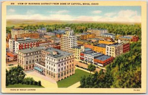 View Of Business District From Dome Of Capitol Boise Idaho ID Postcard