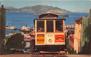 San Francisco California 1950-60s Postcard Cable Car On San Francisco Hill