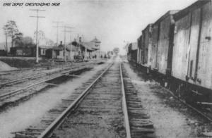 Creston Ohio Erie Railroad Depot Real Photo Antique Postcard K92132