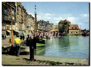 Modern Postcard Honfleur Basin of West St. Catherine Boat and dock