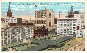 Vintage Postcard Bird's-Eye View Northeast From Plankinton Arcade Milwaukee WI