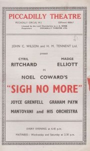 Sigh No More Cyril Richard Madge Elliorr Picadilly Theatre Programme