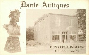 Dante Antiques Dunreith Indiana 1950s Postcard US 40 Roadside 20-19955