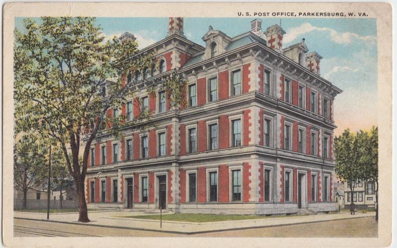 West Virginia WV Postcard c1910 PARKERSBURG US Post Office Building 