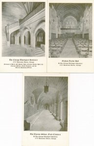 (3 cards) Theological Seminary Chicago IL Illinois Arches Cloisters Graham Hall